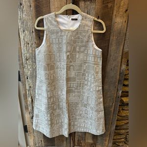 J McLaughlin grey linen city shift dress pockets S NWT